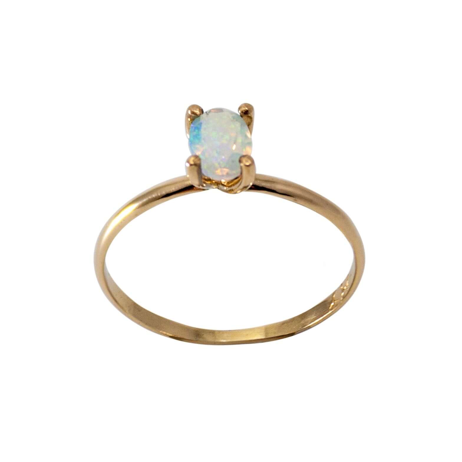 Opal Moonstone Solitaire Gold Ring - Pearlcore